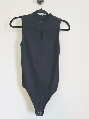 eye candy Black Sleeveless Mock Neck One-Piece Bodysuit